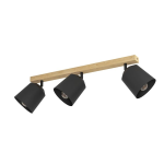 PLAFONIERA COTORRO 3 X E27 STRUTTURA IN LEGNO PARALUME METALLO NERO 84 x 14.5 H23