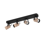 PLAFONIERA SPOT CAYUCA 4 X GU10 3W 3000K STRUTTURA METALLO NERO E LEGNO 58 x 10 H12