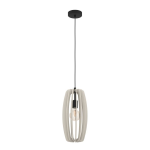 SOSPENSIONE BAJAZZARA 1 X E27 STRUTTURA METALLO NERO PARALUME LEGNO GRIGIO Ø26 H110