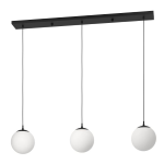SOSPENSIONE RONDO 3 3 X E27 STRUTTURA METALLO NERO DIFFUSORE VETRO OPACO BIANCO 121 x 20 H110