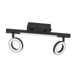 PLAFONIERA CARDILLIO 2 LED 2 X 3,2W + 3,3W 1160 LUMEN 3000K STRUTTURA METALLO NERO 38.5 x 8.5 H17.5