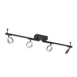 PLAFONIERA CARDILLIO 2 LED 4 X 3,2W + 2 X 3,3W 3000K 1600 + 720 LUMEN STRUTTURA METALLO NERO 98.5 x 8.5 H17.5