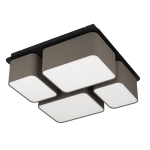 MORDAZO 4 X E27 STRUTTURA METALLO NERO DIFFUSORE ANTRACITE E BIANCO 51 x 51 H17.5