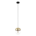 SOSPENSIONE MARYVILLA 1 X E27 STRUTTURA METALLO DIFFUSORE VETRO ORO E TRASPARENTE Ø17 H110