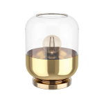 LAMPADA DA TAVOLO MARYVILLA 1 X E27 STRUTTURA METALLO BRUNITO VETRO VAPORIZZTO ORO E TRASPARENTE Ø17 H23