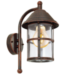 APPLIQUE SAN TELMO 1 X E27 STRUTTURA METALLO ZINCATO MARRONE ANTICO DIFFUSORE VETRO CON BOLLE D'ARIA IP23 18 x 24 H35