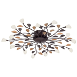 PLAFONIERA CAMPANIA 15 X G4 15 X 10W INCLUSA STRUTTURA METALLO MARRONE ANTICO E ORO DIFFUSORE VETRO SATINATO Ø77.5 H11.5