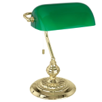 LAMPADA DA TAVOLO BANKER 1 X E27 STRUTTURA METALLO OTTONE PARALUME VETRO LACCATO VERDE 27.5 H39