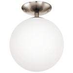 PLAFONIERA RONDO 1 X E27 SFERA IN VETRO ACIDATO BIANCO BASE METALLO SATINATO Ø25 H31.5