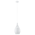 SOSPENSIONE RAZONI 1 X E27 STRUTTURA METALLO BIANCO DIFFUSORE VETRO SATINATO BIANCO Ø19 H130