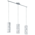 SOSPENSIONE BAYMAN 3 X E27 STRUTTURA CROMATO DIFFUSORE VETROE METALLO CROMATO 72 x 10.5 H110