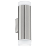 APPLIQUE RIGA-LED 2 X GU10 LED 2 X 3W 4000K INCLUSA STRUTTURA METALLO ACCIAIO INOX IP54 6.5 x 9.5 H20.5