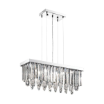 SOSPENSIONE CALAONDA 7 X G9 7 X 33W STRUTTURA ACCIAIO INOX CROMATO DIFFUSORE DECORO CRISTALLO IP20