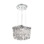 SOSPENSIONE CALAONDA 7 X G9 7 X 33W STRUTTURA ACCIAIO INOX CROMATO DIFFUSORE DECORO CRISTALLO IP20 Ø50 x H110