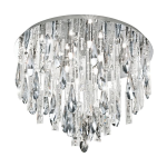 PLAFONIERA CALAONDA 8 X G9 8 X 33W INCLUSA STRUTTURA ACCIAIO INOX CROMATO DIFFUSORE DECORO CRISTALLO IP20