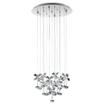 SOSPENSIONE PIANOPOLI LED 15X2,5W 3000K 4050Lm STRUTTURA ACCIAIO INOX CROMATO DIFFUSORE FIORI DI CRISTALLO SWAROVSKI