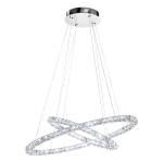 SOSPENSIONE TONERIA 35,7W + 20,4W LED 4000K 6400Lm STRUTTURA ACCIAIO INOX DIFFUSORE CRISTALLO 90 x 67 x H150