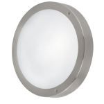 PLAFONIERA VENTO 1 11W LED 950 LUMEN 3000K ACCIAIO INOX DIFFUSORE VETRO BIANCO LACCATO IP44 Ø28.5 x 8