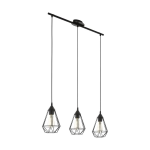 SOSPENSIONE TARBES 3 X E27 STRUTTURA METALLO NERO PARALUME RETICOLATO 79 x 17.5 H110