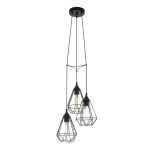 SOSPENSIONE TARBES 3 X E27 STRUTTURA METALLO NERO PARALUME RETICOLATO Ø31 H110