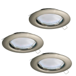 FARETTO DA INCASSO PENETO 3 GHIERE ROTONDE + 3 GU10 LED 3W INCLUSE NICKEL SATINATO Ø7.8 Foro Ø6.5