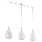 SOSPENSIONE RAZONI 3 X E27 STRUTTURA METALLO BIANCO DIFFUSORE VETRO SATINATO 99 x 19 H110