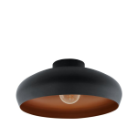 PLAFONIERA MOGANO 1 X E27 STRUTTURA METALLO NERO INTERNO RAME Ø40 H17