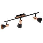 PLAFONIERA BARNHAM 3 X GU10 LED 3,3W INCLUSA SPOT REGOLABILE METALLO NERO E RAME 58.5 x 7