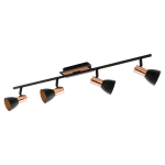 PLAFONIERA BARNHAM 4 X GU10 LED 4 X 3,3W INCLUSA SPOT REGOLABILE METALLO NERO E RAME 78 x 7