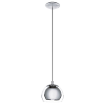 SOSPENSIONE ROCAMAR 1 X E27 STRUTTURA METALLO CROMATO DIFFUSORE CROMATO E VETRO TRASPARENTE Ø19 H110