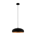 SOSPENSIONE MOGANO 1 E27 STRUTTURA METALLO NERO INTERNO RAME Ø40 H110