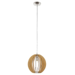SOSPENSIONE COSSANO 1 X E27 STRUTTURA LAMELLE LEGNO ACERO NICKEL SATINATO Ø30 H130