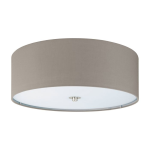 PLAFONIERA PASTERI 3 X E27 STRUTTURA NICKEL SATINATO DIFFUSORE TESSUTO TORTORA E VETRO OPACO Ø47.5 H19.5