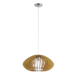 SOSPENSIONE COSSANO 2 1 X E27 ROSONE NICKEL SATINATO LAMELLE IN LEGNO ACERO Ø50 H150