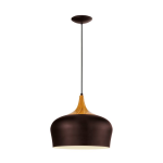 SOSPENSIONE OBREGON 1 X E27 STRUTTURA METALLO MARRONE E LEGNO Ø35 H110
