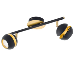 PLAFONIERA NOCITO 2 X GU10 LED 2 X 3,3W INCLUSA STRUTTURA METALLO NERO E ORO 36 x 10.5