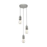 SOSPENSIONE SILVARES 3 X E27 STRUTTURA METALLO GRIGIO E CEMENTO Ø25 H150