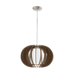 SOSPENSIONE STELLATO 3 1 X E27 ROSONE NICKEL SATINATO LAMELLE IN LEGNO MARRONE DIFFUSORE VETRO OPACO Ø40 H130