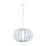 SOSPENSIONE STELLATO 2 1 X E27 ROSONE METALLO BIANCO LAMELLE IN LEGNO BIANCO VETRO SATINATO Ø40 H130