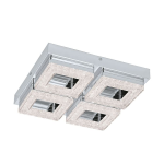 PLAFONIERA FRADELO LED 4 X 4W 3000K 1600Lm STRUTTURA METALLO CROMATO DIFFUSORE EFFETTI CRISTALLO 28 x 28 H6