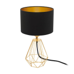 LAMPADA DA TAVOLO CARLTON 2 1 X E14 STRUTTURA METALLO ORO DIFFUSORE TESSUTO NERO INTERNO ORO Ø16.5 H30.5