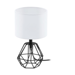 LAMPADA DA TAVOLO CARLTON 2 E14 STRUTTURA METALLO NERO DIFFUSORE TESSUTO BIANCO Ø16.5 H30.5