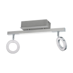 PLAFONIERA CARDILLIO 1 LED 2 X 3,2W 3000K 800Lm SPOT REGOLABILI + 1 X 3,3W 3000K 360Lm STRUTTURA ALLUMINIO CROMATO E SATINATO 39 x 8.5