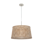 SOSPENSIONE SENDERO E27 STRUTTURA NICKEL SATINATO PARALUME LEGNO ACERO