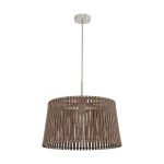 SOSPENSIONE SENDERO 1 X E27 NICKEL SATINATO PARALUME LEGNO MARRONE Ø45 H130