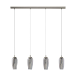 SOSPENSIONE FARSALA 4 X G9 LED 4 X 3W STRUTTURA NICKEL SATINATO DIFFUSORE VETRO FUMÈ 97.5 x 10 H110