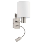 APPLIQUE PASTERI 1 X E27 LED + 3,5W 3000K 380Lm STRUTTURA NICKEL SATINATO DIFFUSORE TESSUTO BIANCO 15 x 19.5 H38