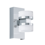 APPLIQUE ROMENDO 1 LED 2 X 7,2W 3000K 1140Lm STRUTTURA METALLO CROMATO DIFFUSORE POLICARBONATO SATINATO IP44 7 x 12 H15.5