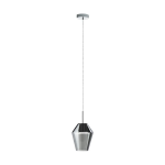 SOSPENSIONE MURMILLO 1 X E27 ROSOME METALLO CROMATO DIFFUSORE VETRO FUMÈ Ø17 H150