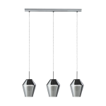 SOSPENSIONE MURMILLO 3 X E27 STRUTTURA ROSONE CROMATO DIFFUSORE VETRO FUMÈ 77 x 17 H150